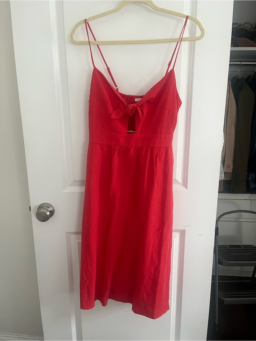 Willow & Clay Red Midi Tie-Front Slip Dress